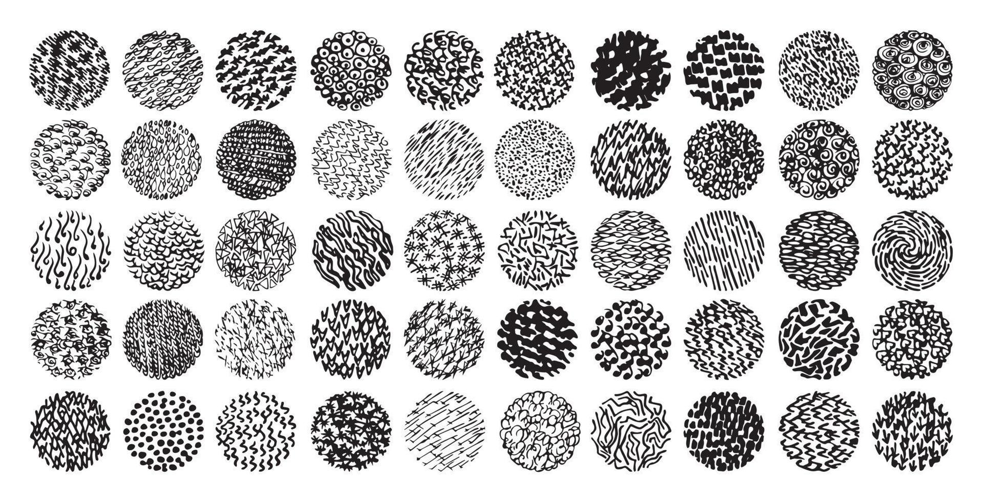 Set of Textured Circles with Patterns vector