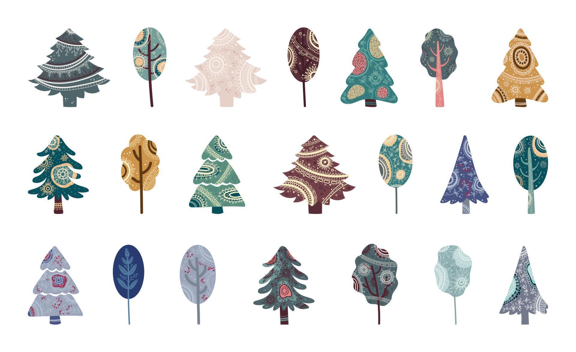 Set of Patterned Trees 9639513 Vector Art at Vecteezy
