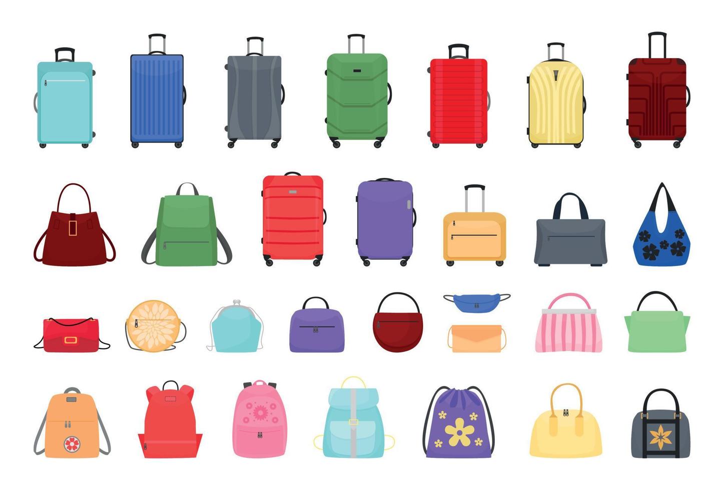 Set of Bags and Suitcases vector