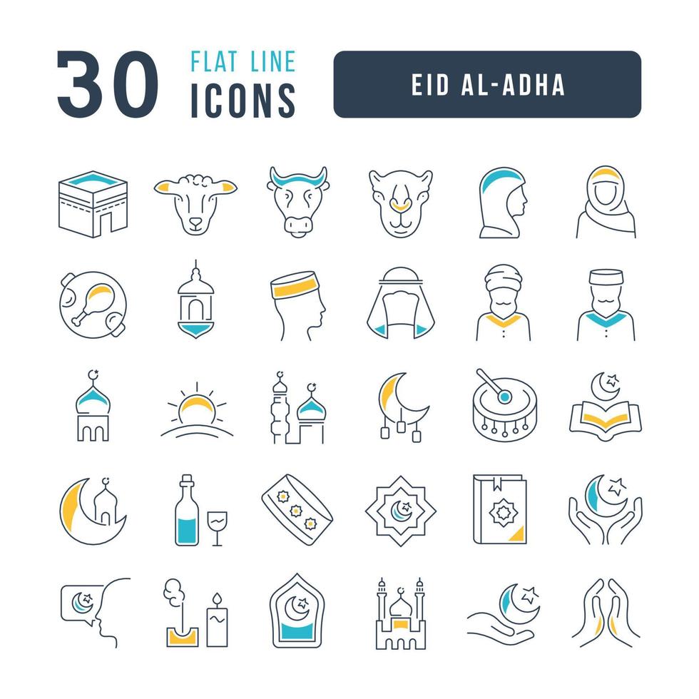 Vector Line Icons of Eid Al-Adha