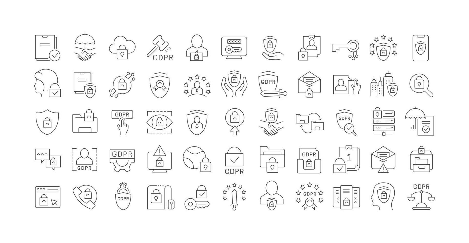 Set of linear icons of GDPR vector