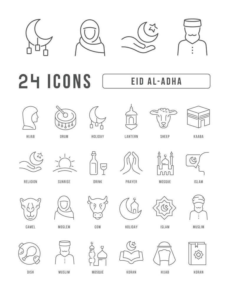 Vector Line Icons of Eid Al-Adha