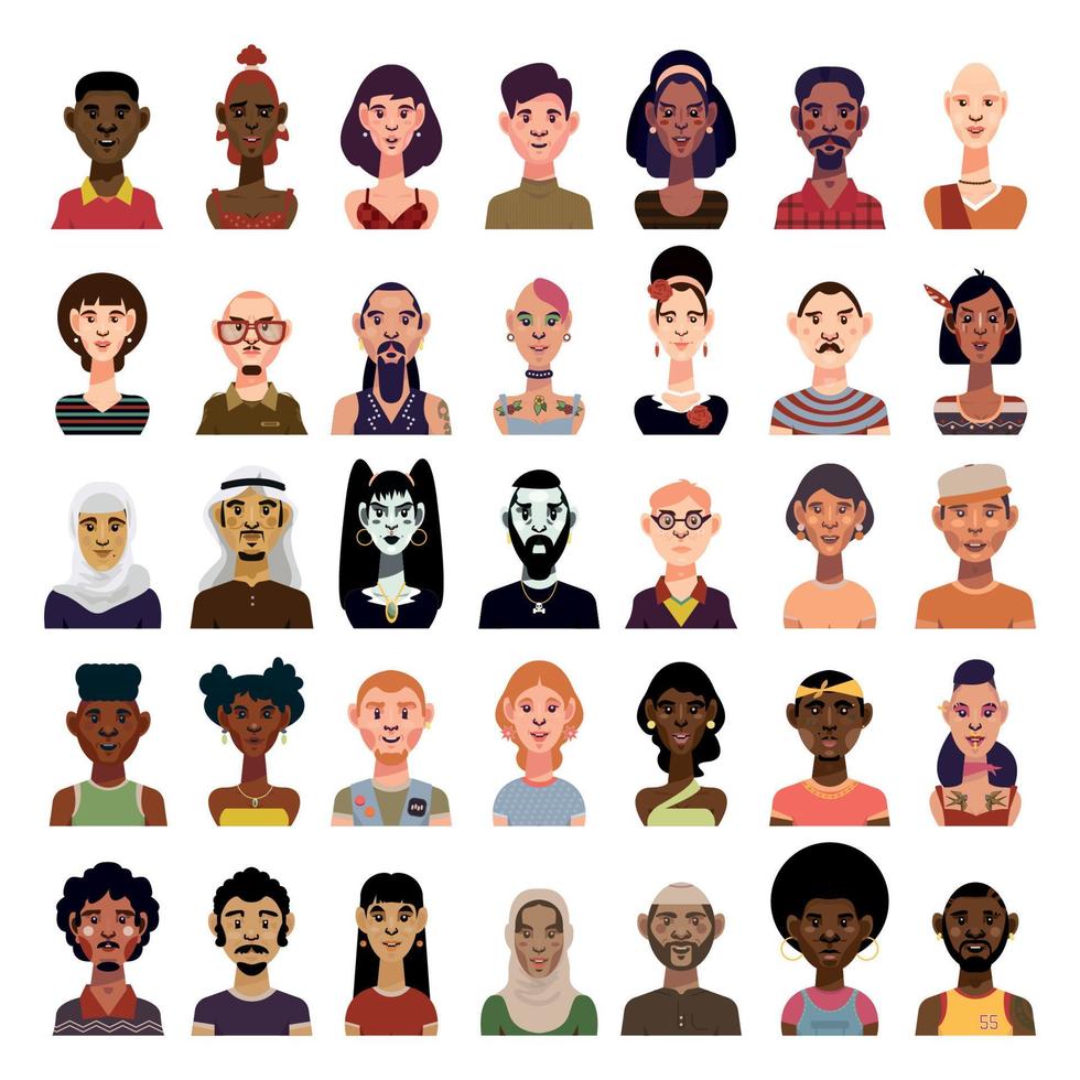 Avatars of Various Nationalities and Social Groups vector