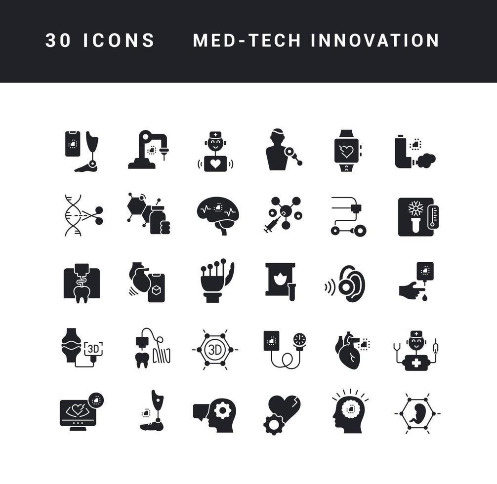 conjunto de iconos simples de innovación en tecnología médica vector