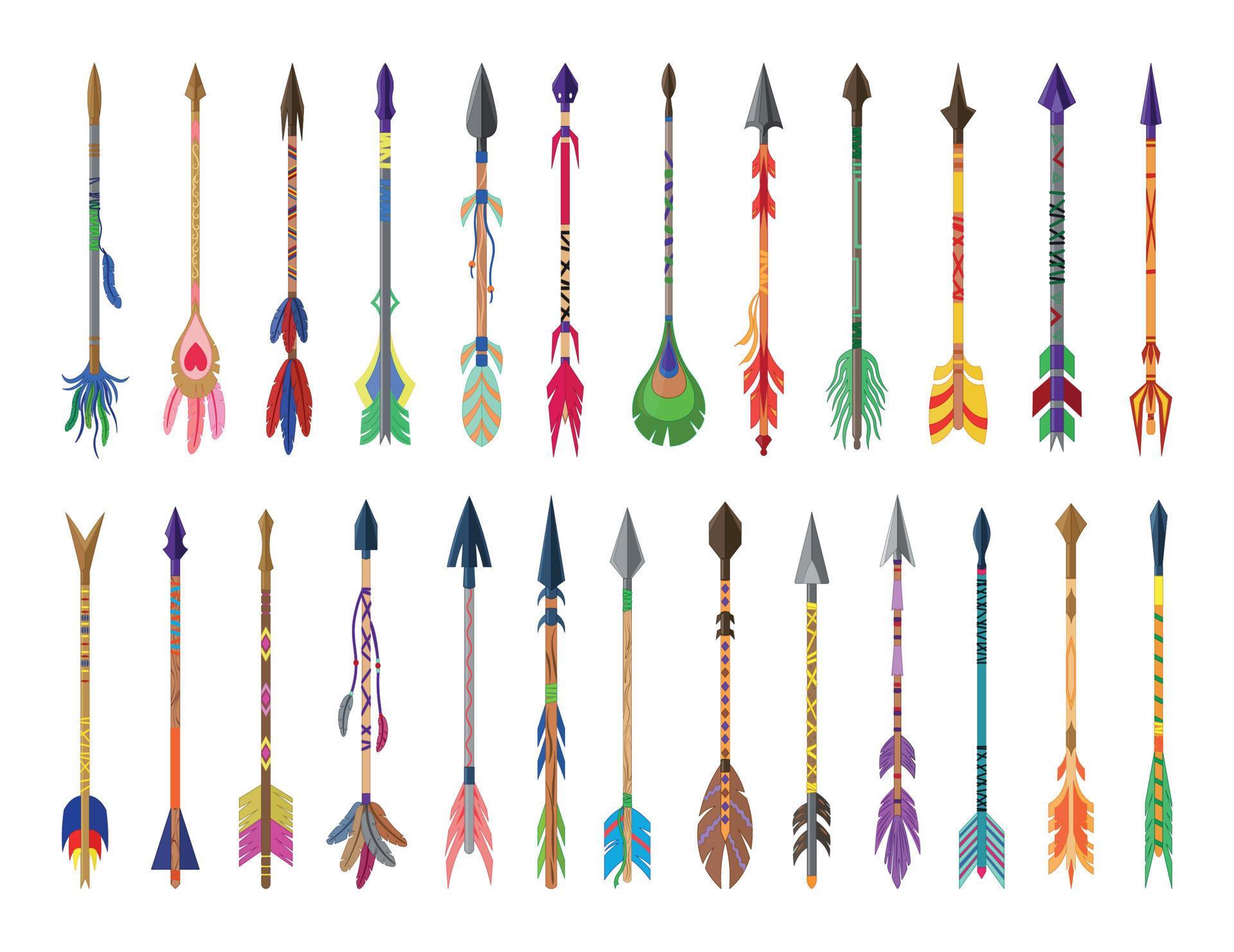 Set of Arrows with Feathers 9639595 Vector Art at Vecteezy