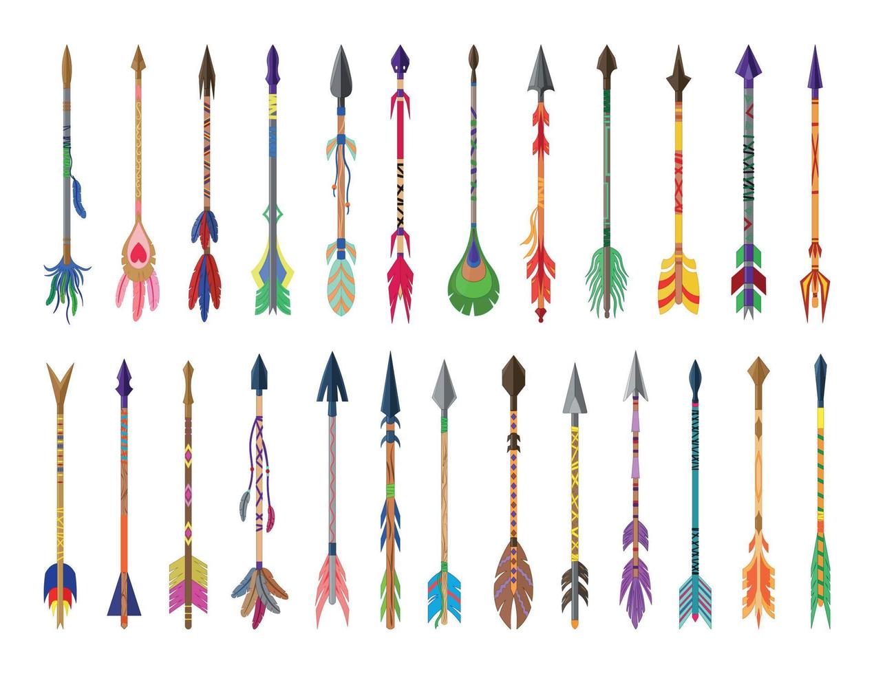 Set of Arrows with Feathers vector