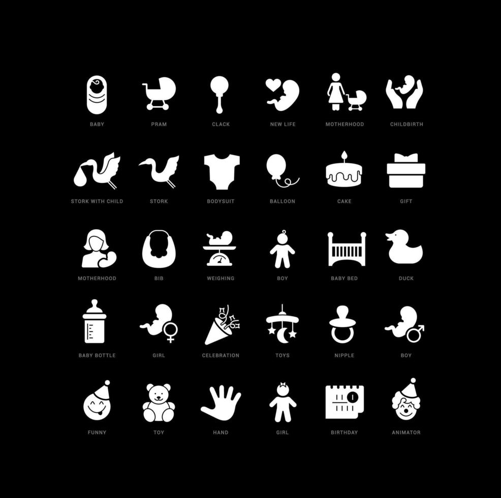 Vector Simple Icons of Childbirth