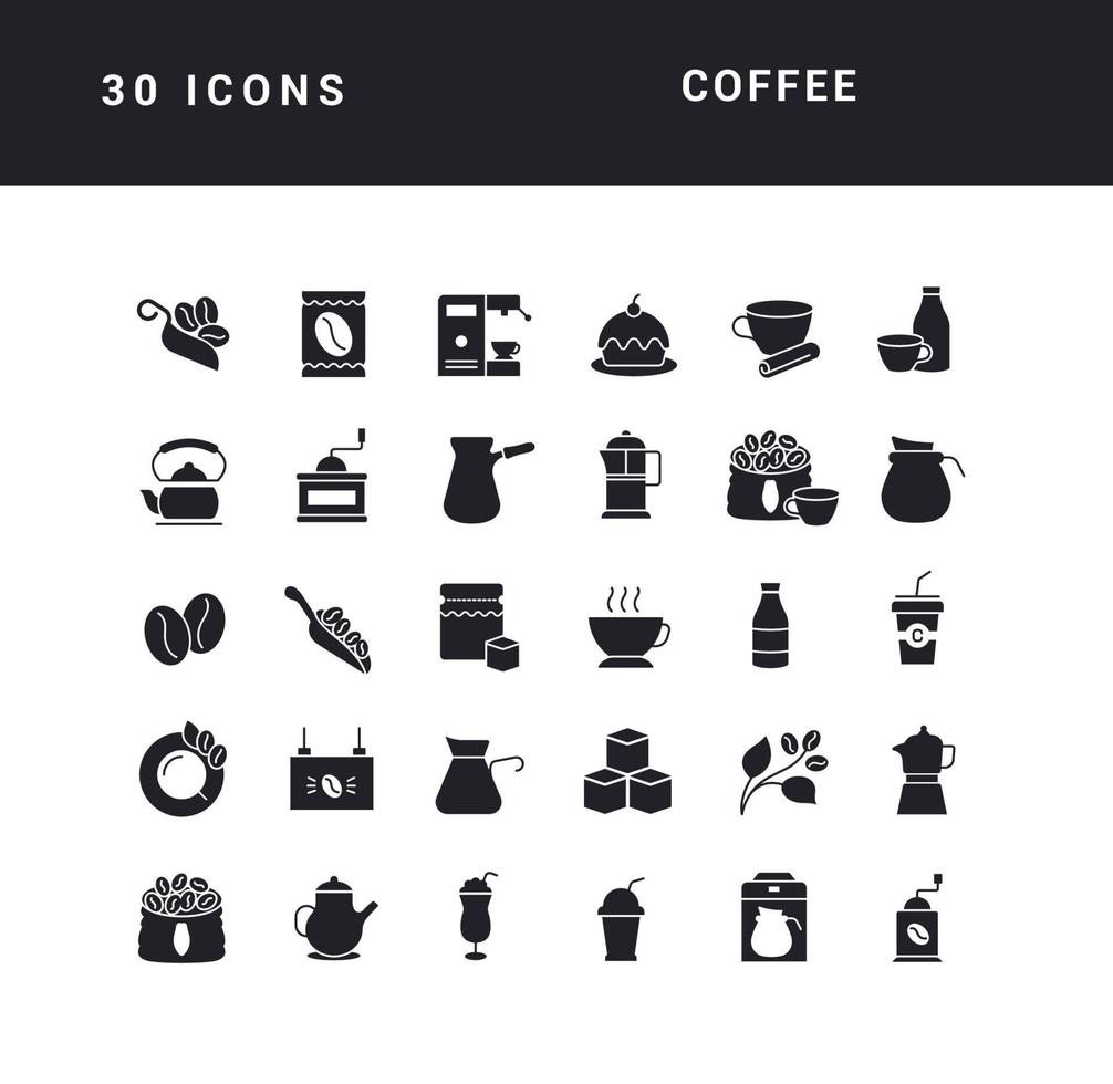 conjunto de iconos simples de café vector