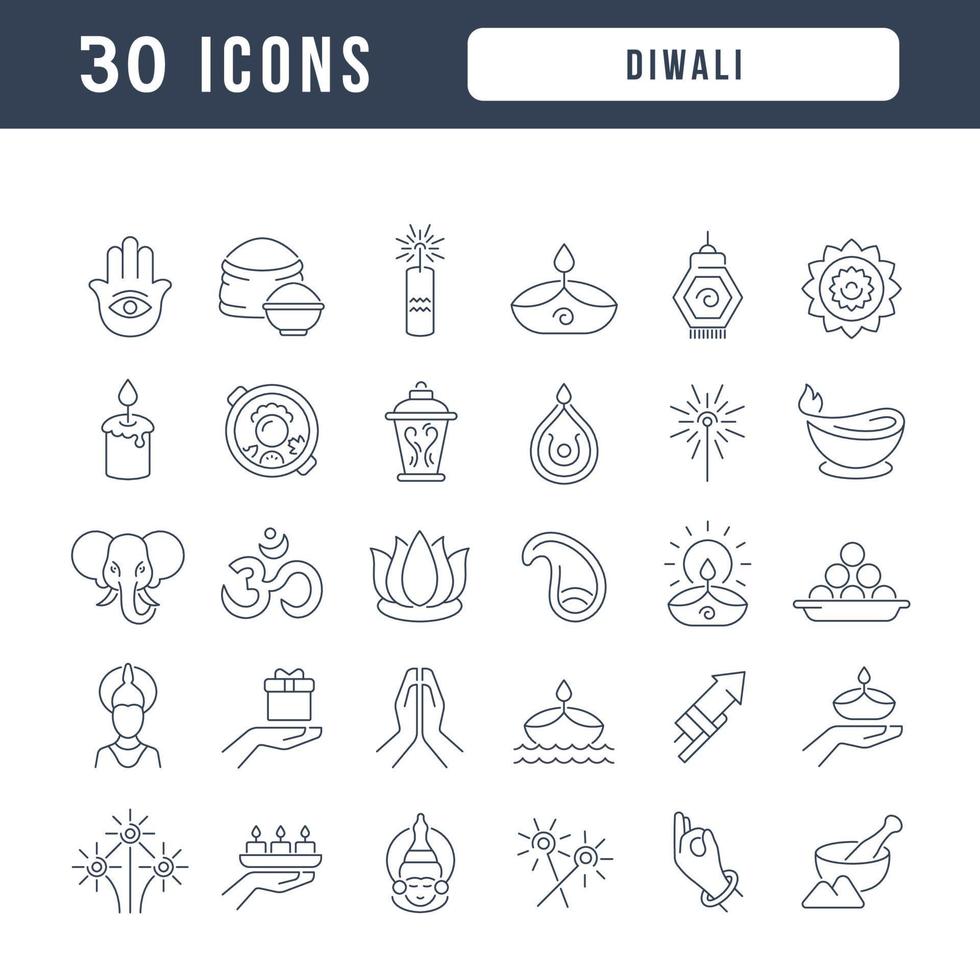 Vector Line Icons of Diwali