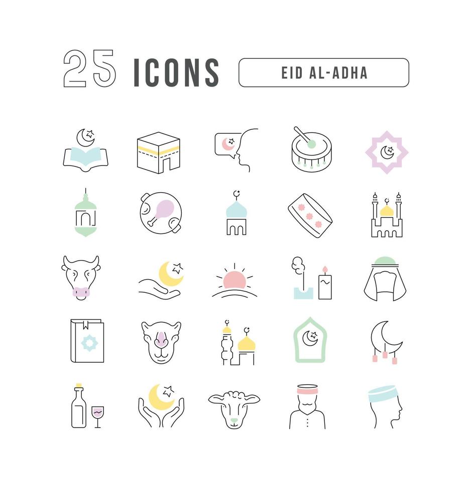 Vector Line Icons of Eid Al-Adha