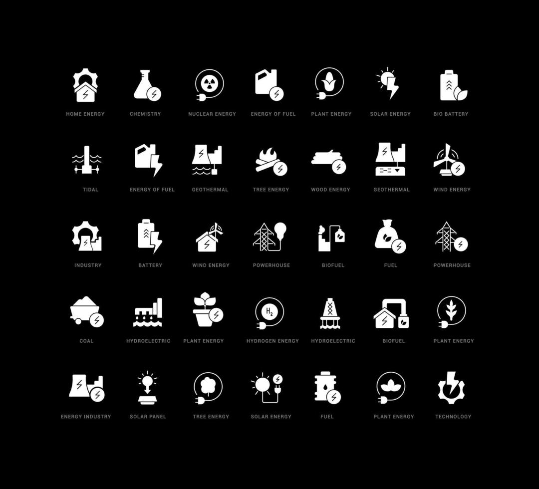 Set of simple icons of Energy Technology vector