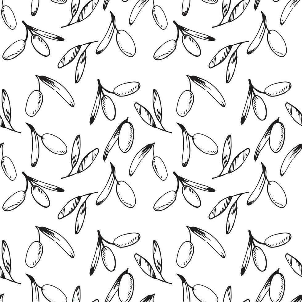 stock illustration. olives seamless pattern on a white isolated background. graphic seamless pattern. design for wallpaper, textile, ceramics vector