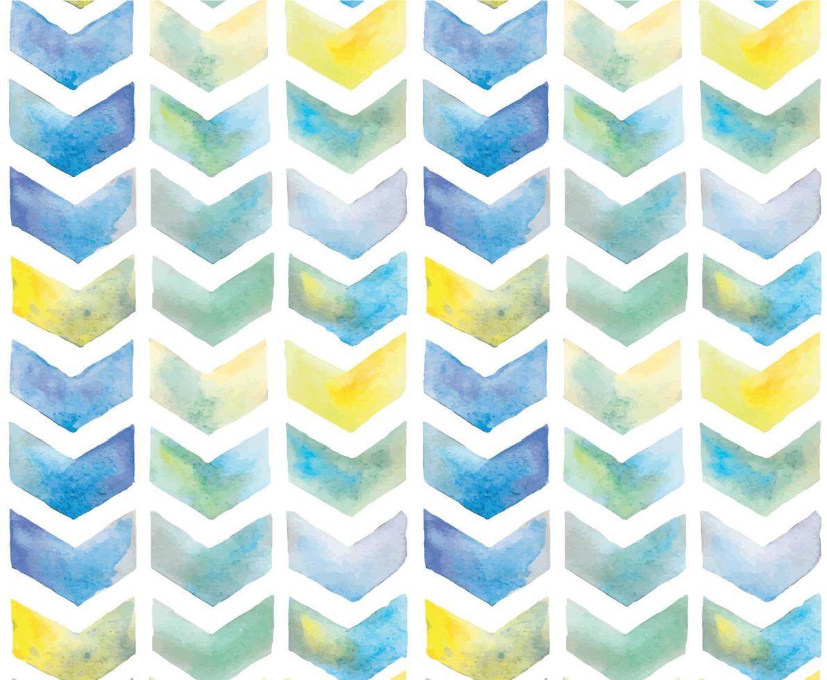 stock illustration chevron seamless pattern. watercolor zigzag chevron ornament isolated on white background. Bright colors blue and yellow with a gradient. Watercolor chevron texture background. vector