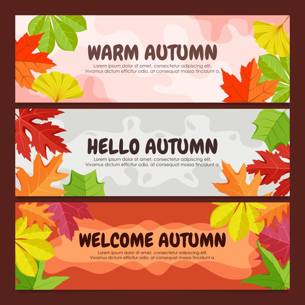 conjunto de banners de hojas caídas de otoño vector