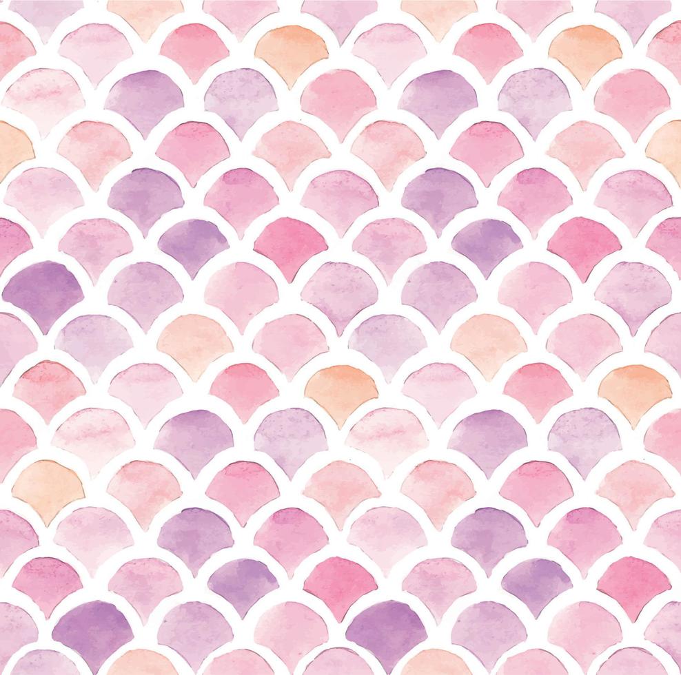 stock illustration seamless pattern. watercolor drawing chevron squama fish, seashells. pink color on a white background. colorful fish sacle. Cute design for wallpaper, textile, fabric. vector