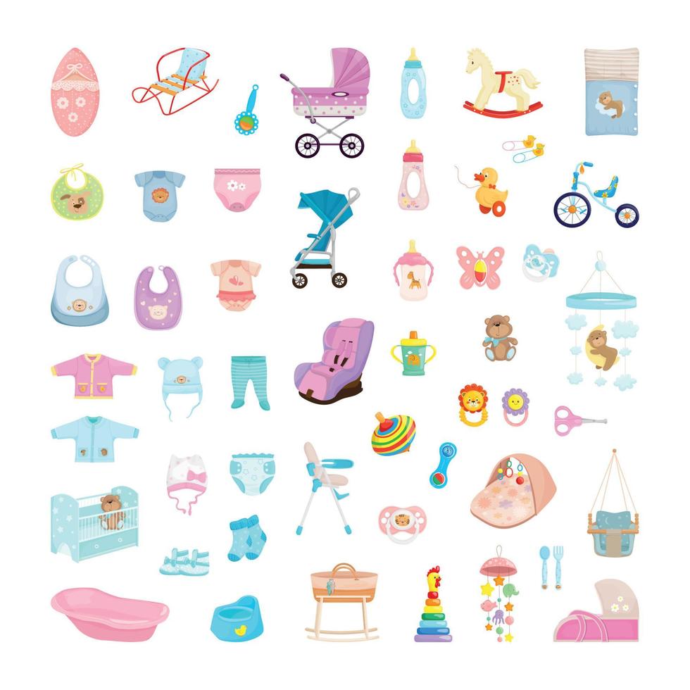 conjunto de productos para bebés vector