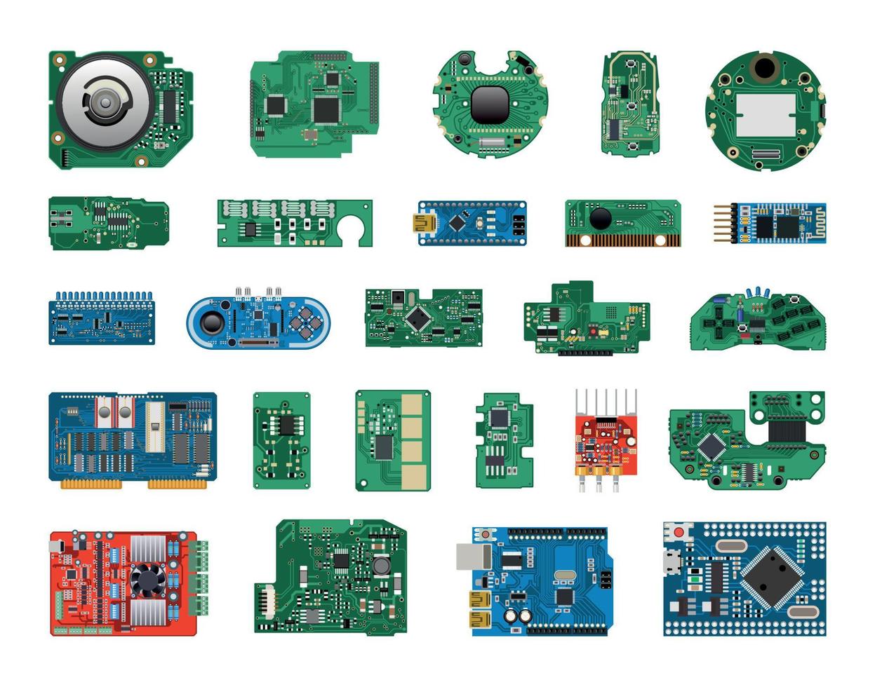 Collection of Microcircuits and Boards vector