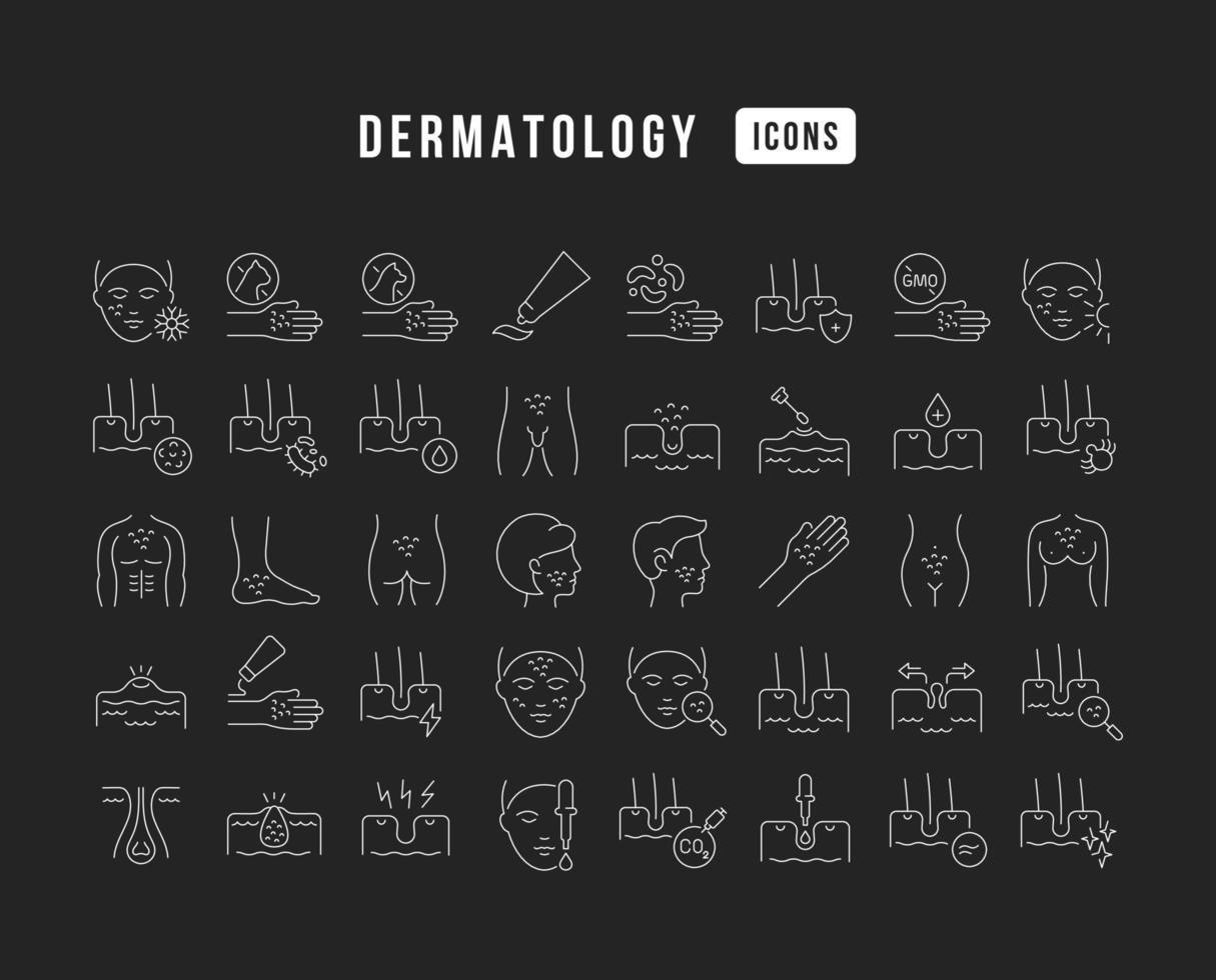 Set of linear icons of Dermatology vector