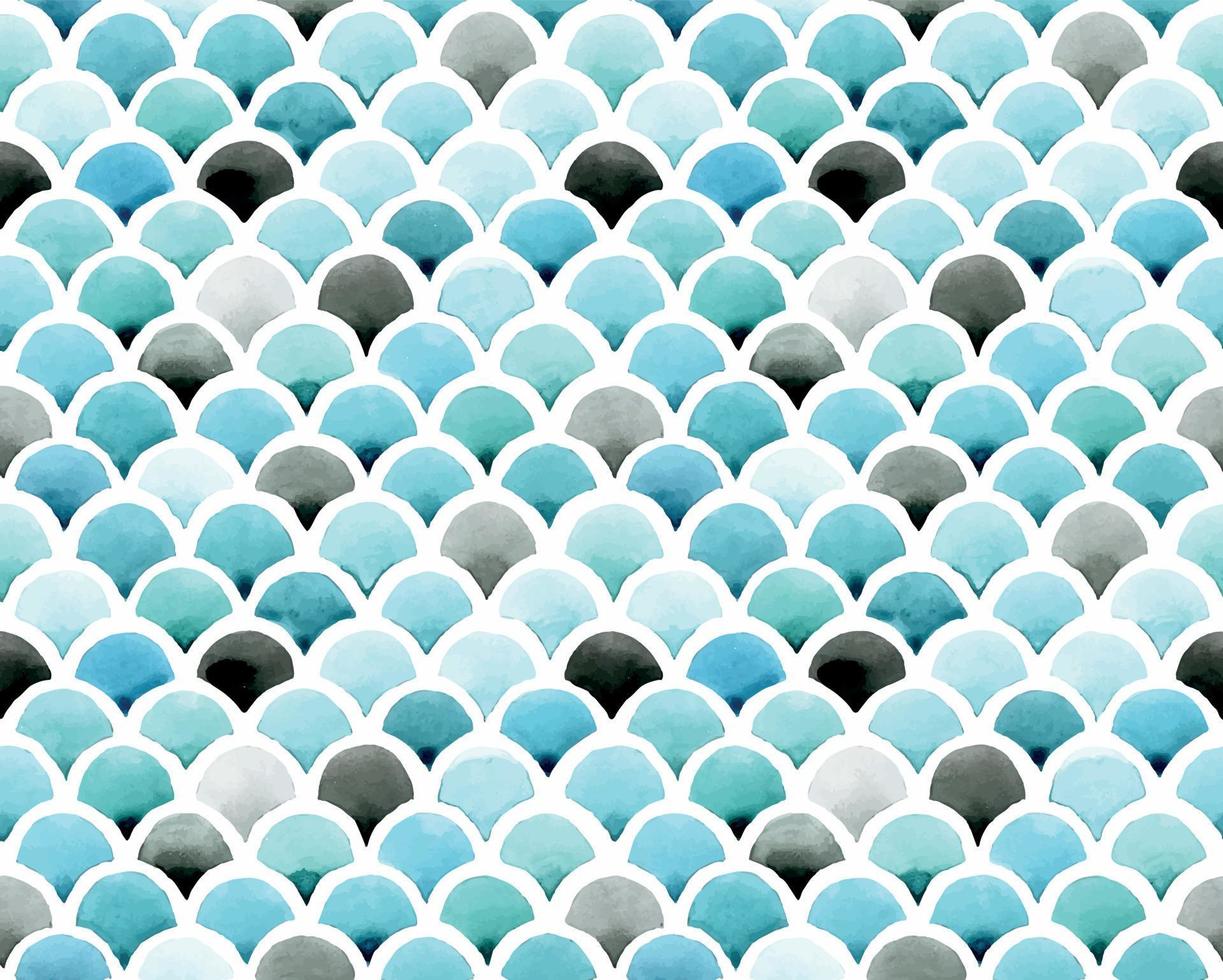 Seamless watercolor pattern, color background. Print Chevron Mermaid Scales. vibrant colors of blue, turquoise, and gray. colors of the sea, ocean. Design for wrappers, fabrics, textiles. vector