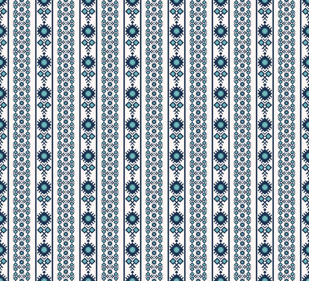 Ethnic embroidery blue color geometric stripes seamless pattern background. Surface pattern design. Use for fabric, textile, interior decoration elements, upholstery, wrapping. vector