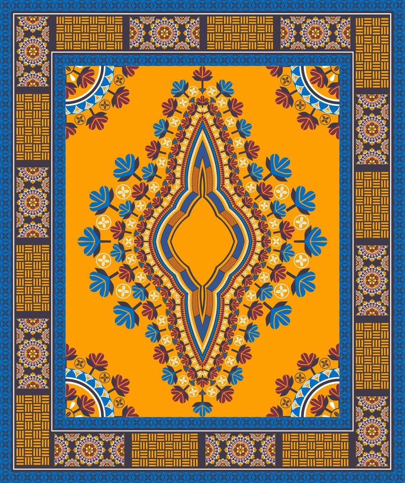 étnico africano occidental dashiki tradicional colorido patrón de fondo. moda de camisetas de arte tribal. adornos bordados en el cuello. vector