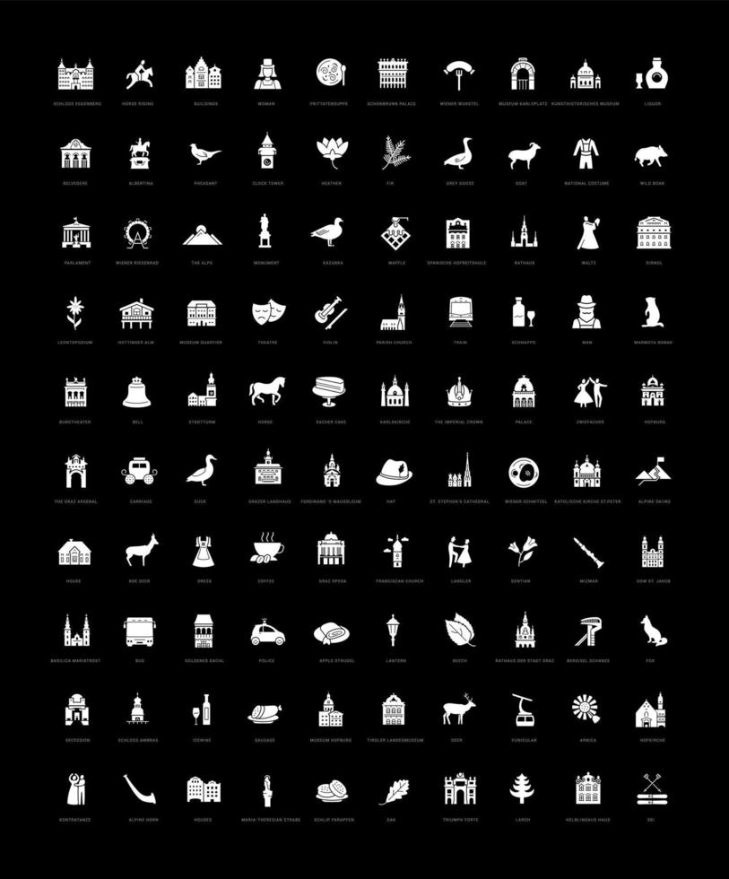 Set of simple icons of Austria vector