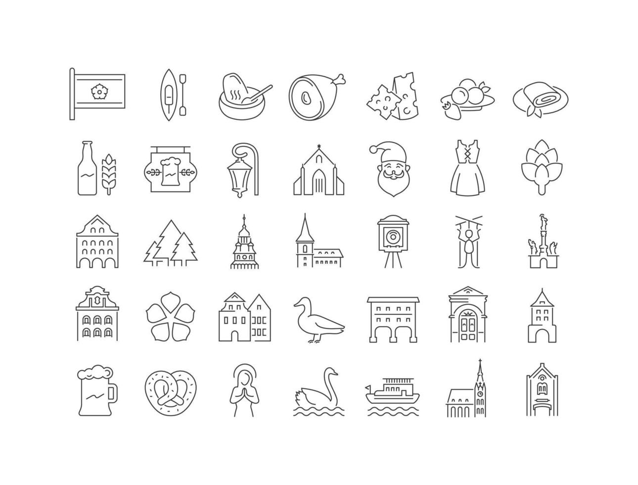 Set of simple icons of Cesky Krumlov vector