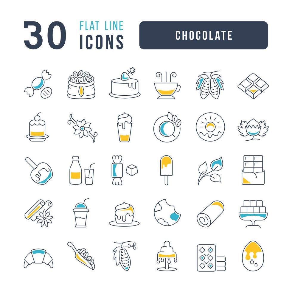 Set of linear icons of Chocolate vector