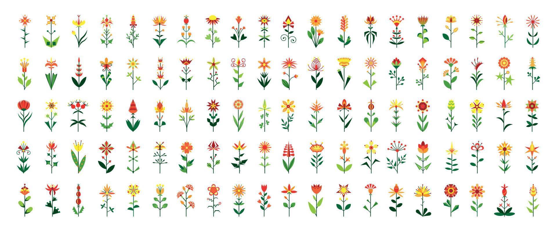 Set of Geometric Flowers vector