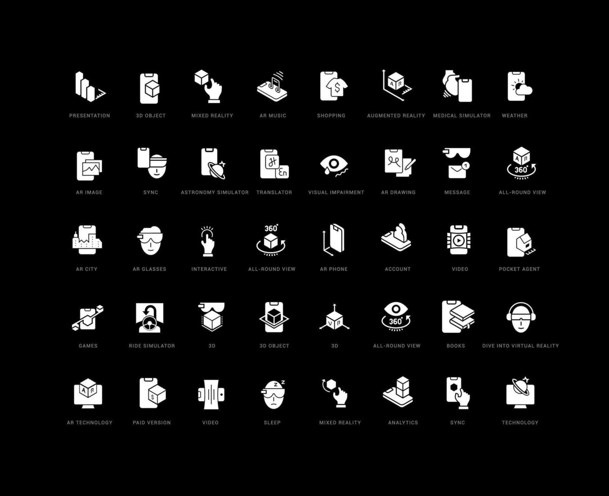 conjunto de iconos simples de realidad aumentada vector