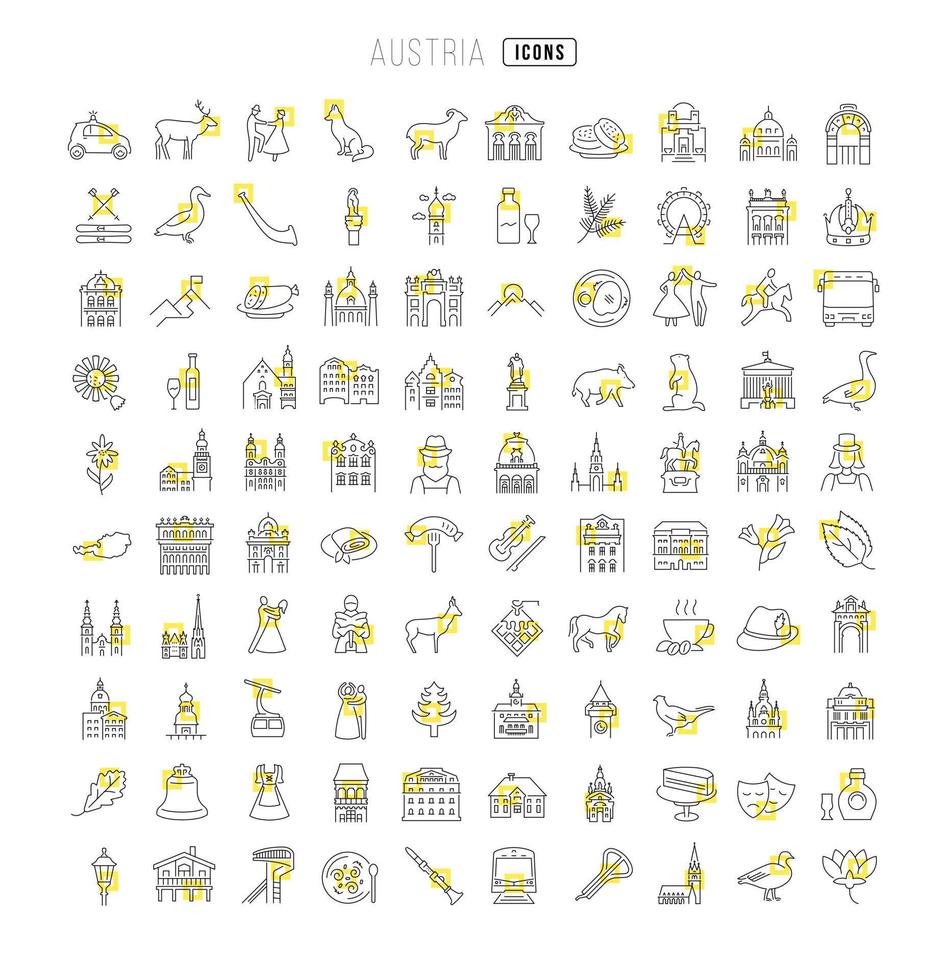 Set of linear icons of Austria vector