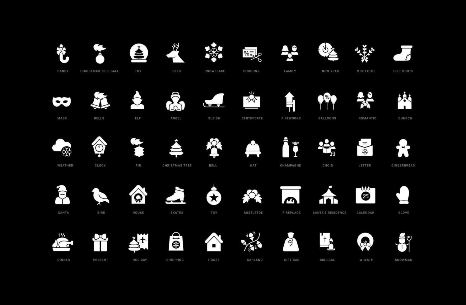 Set of simple icons of Christmas vector