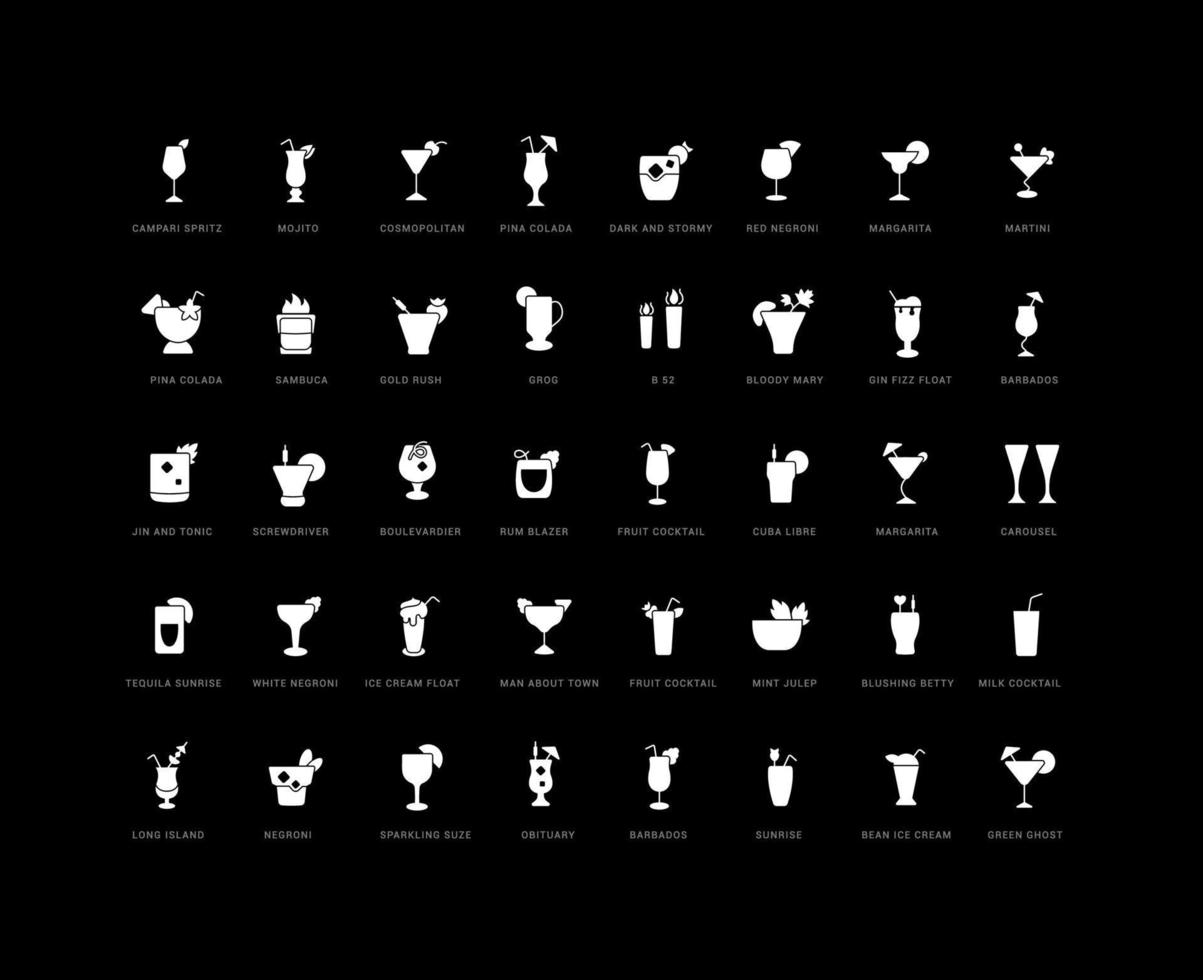 Set of simple icons of Cocktails vector