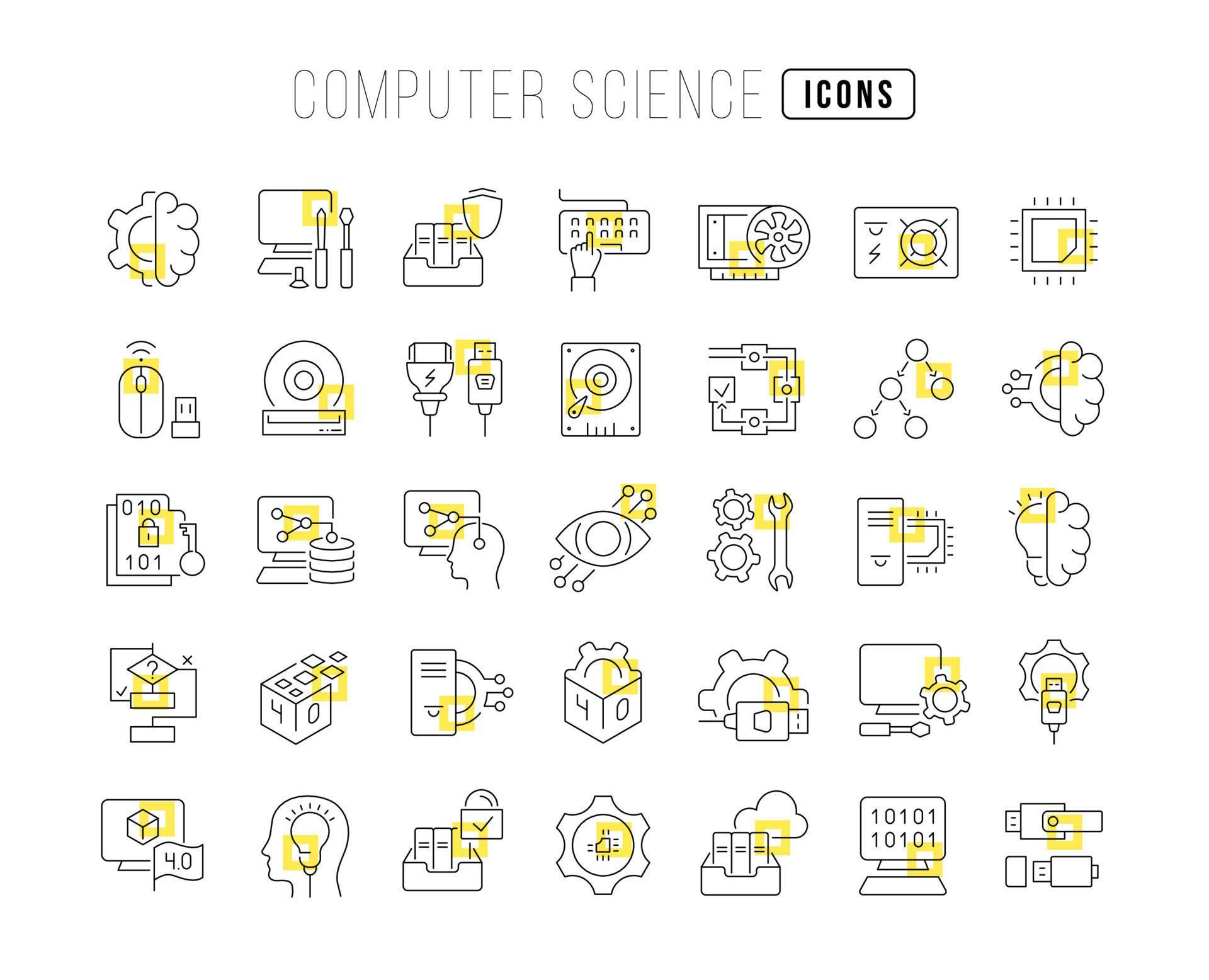 Set of linear icons of Computer Science 9639955 Vector Art at Vecteezy