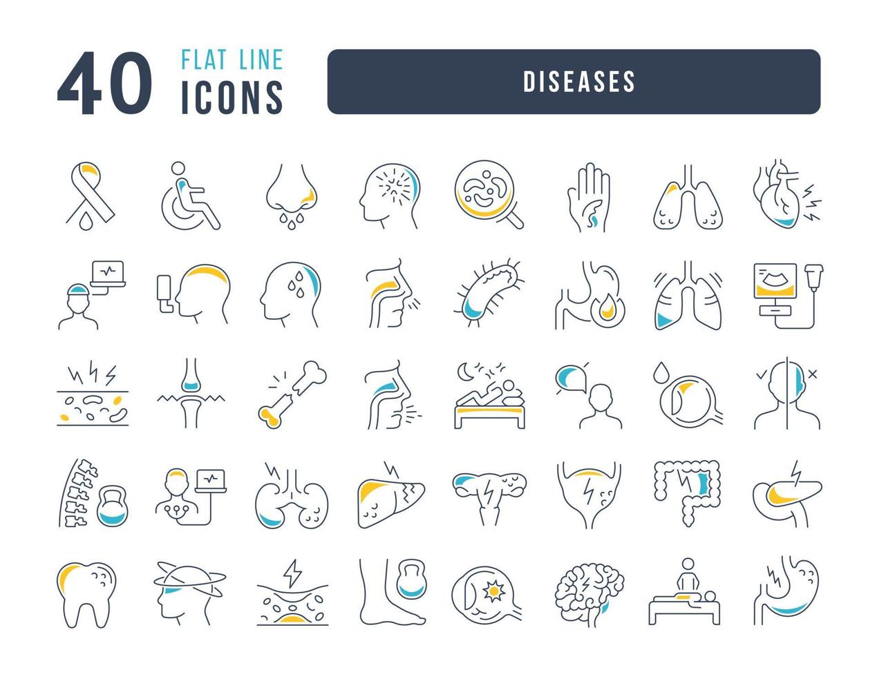 Set of linear icons of Diseases vector