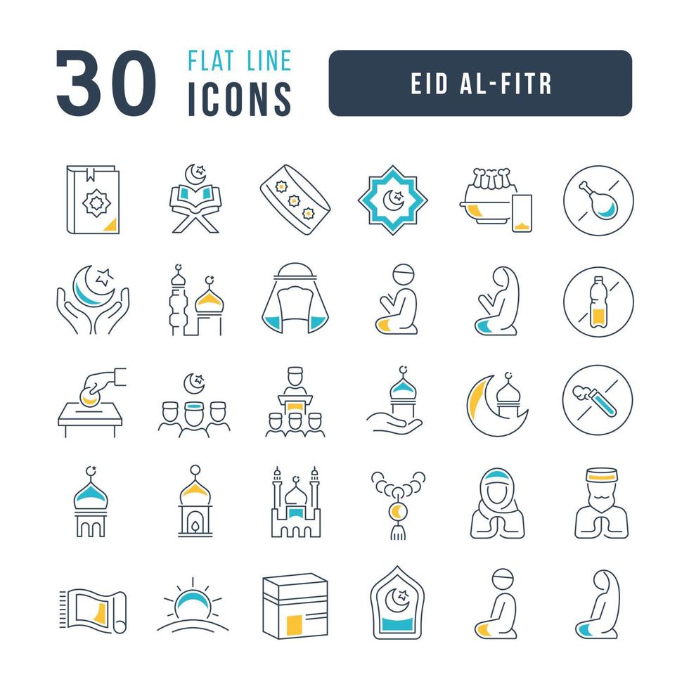 Vector Line Icons of Eid Al-Fitr