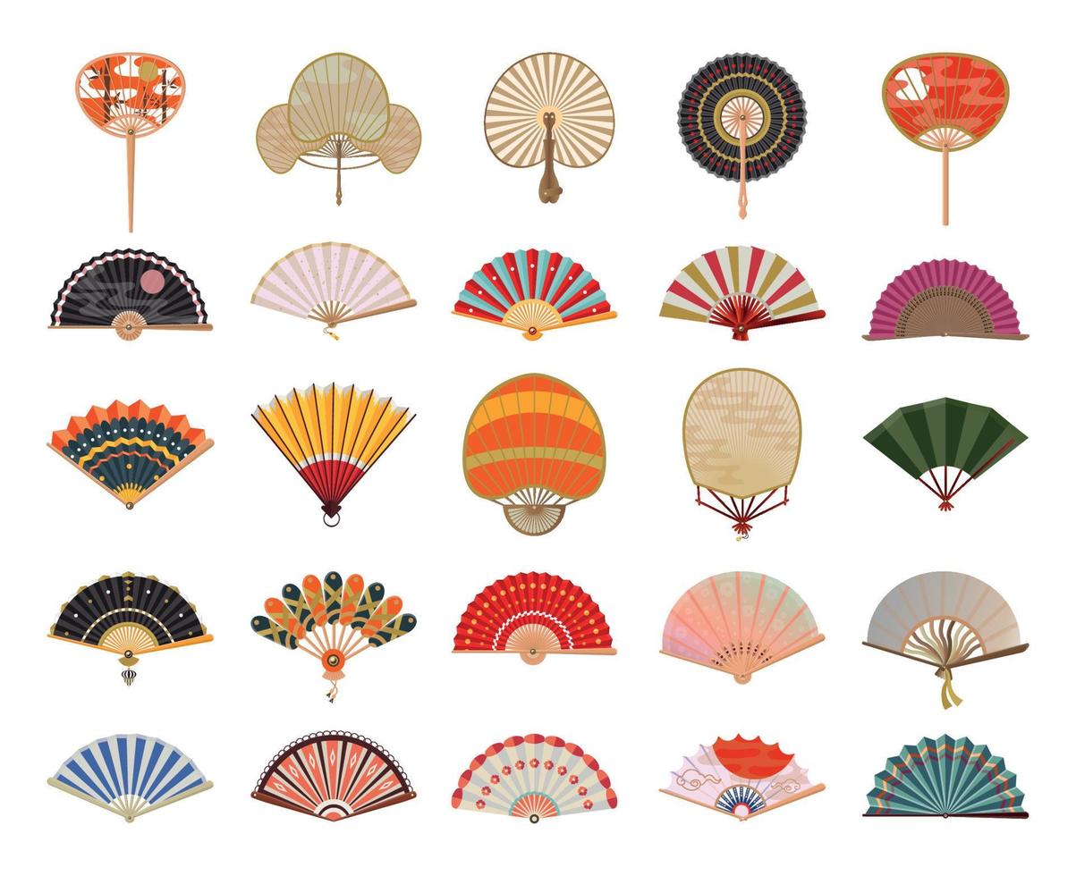 Set of Asian Fans vector