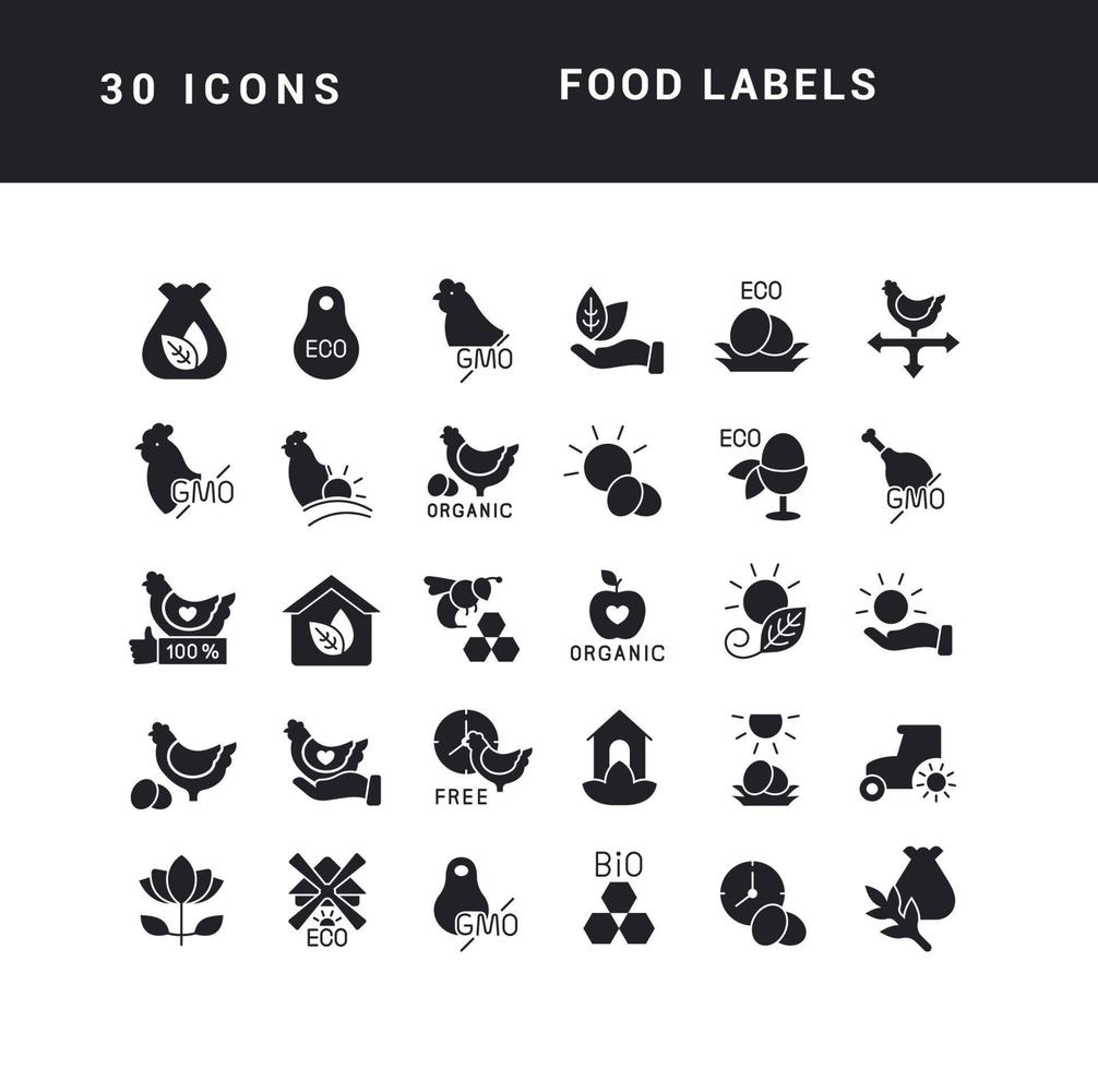 Set of simple icons of Food Labels vector