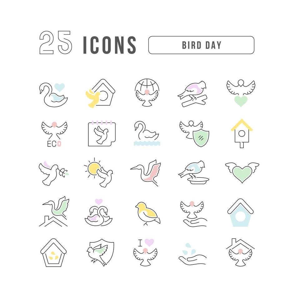 iconos de línea vectorial del día de las aves vector