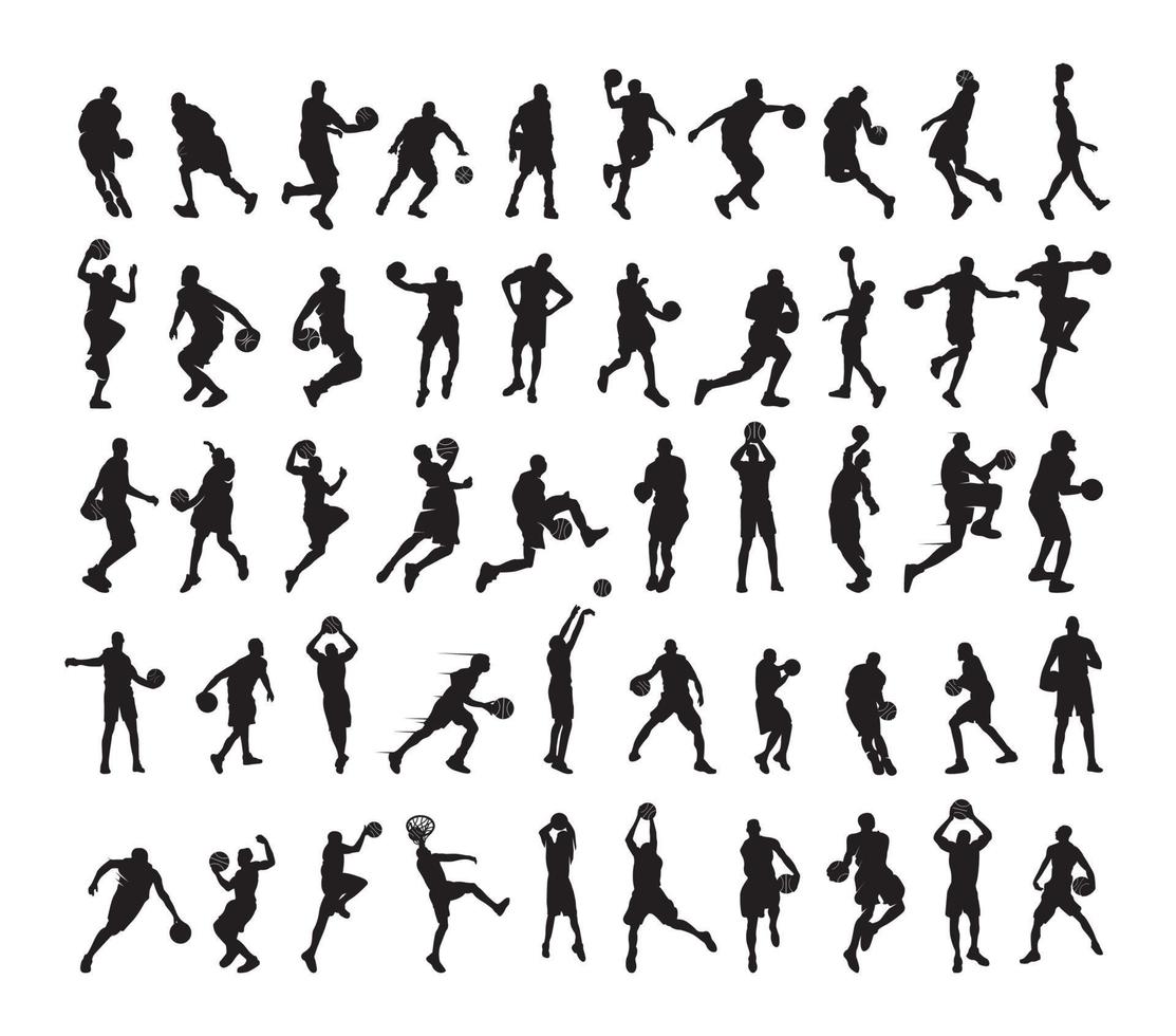 Silhouettes of Basketball Players vector