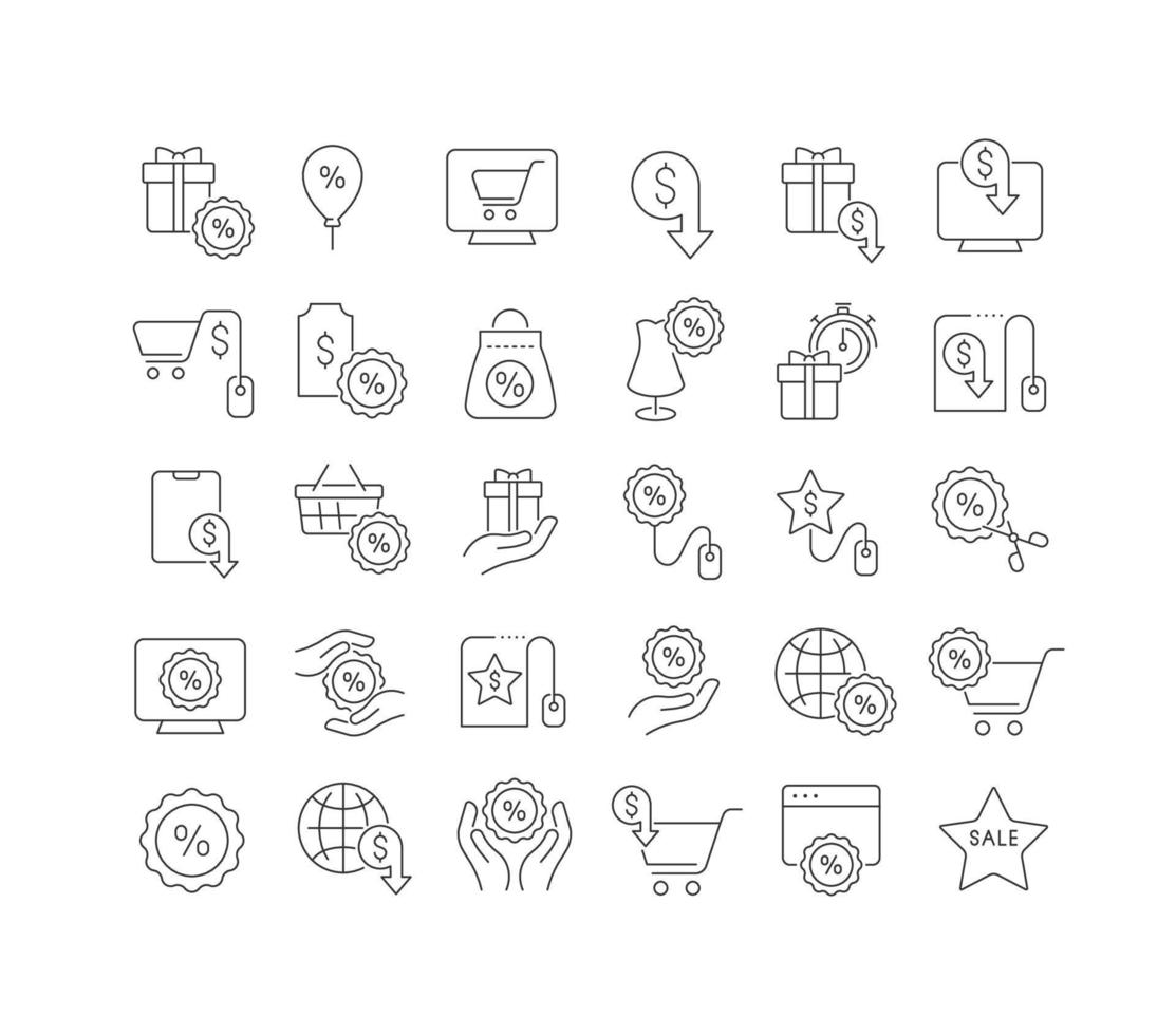 Vector Line Icons of Cyber Monday