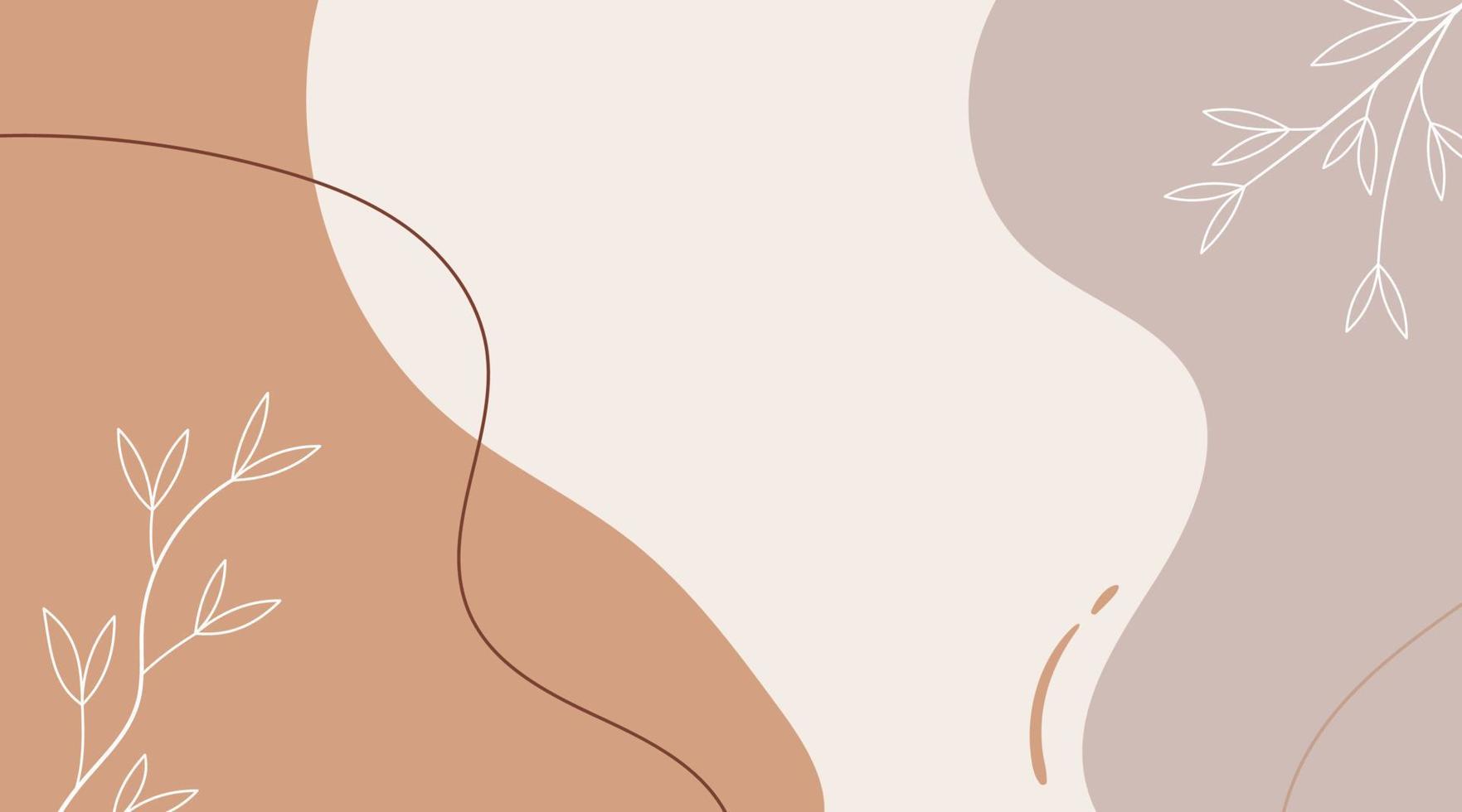 Minimal landscape background with Pastel color and line art floral ornament vector
