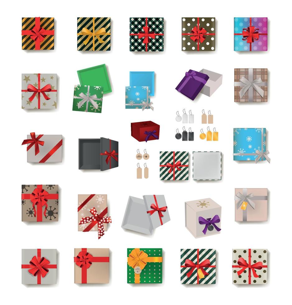 conjunto de cajas de regalo realistas vector