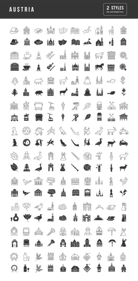 Set of simple icons of Austria vector