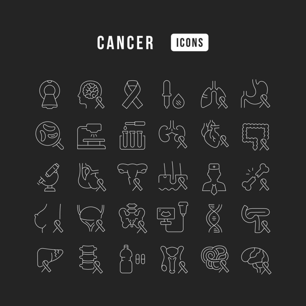 Set of linear icons of Cancer vector