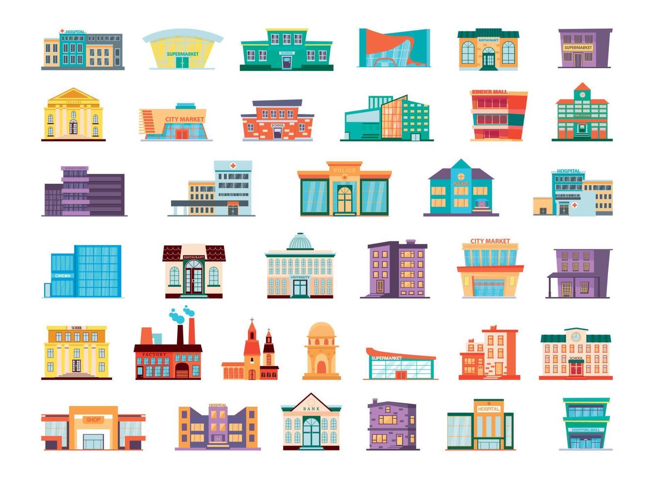 Set of City Buildings vector