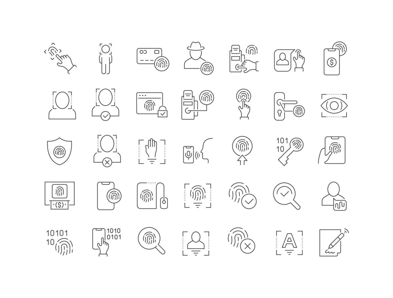 Set of linear icons of Biometrics vector
