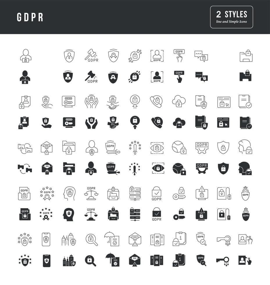 Set of simple icons of GDPR vector