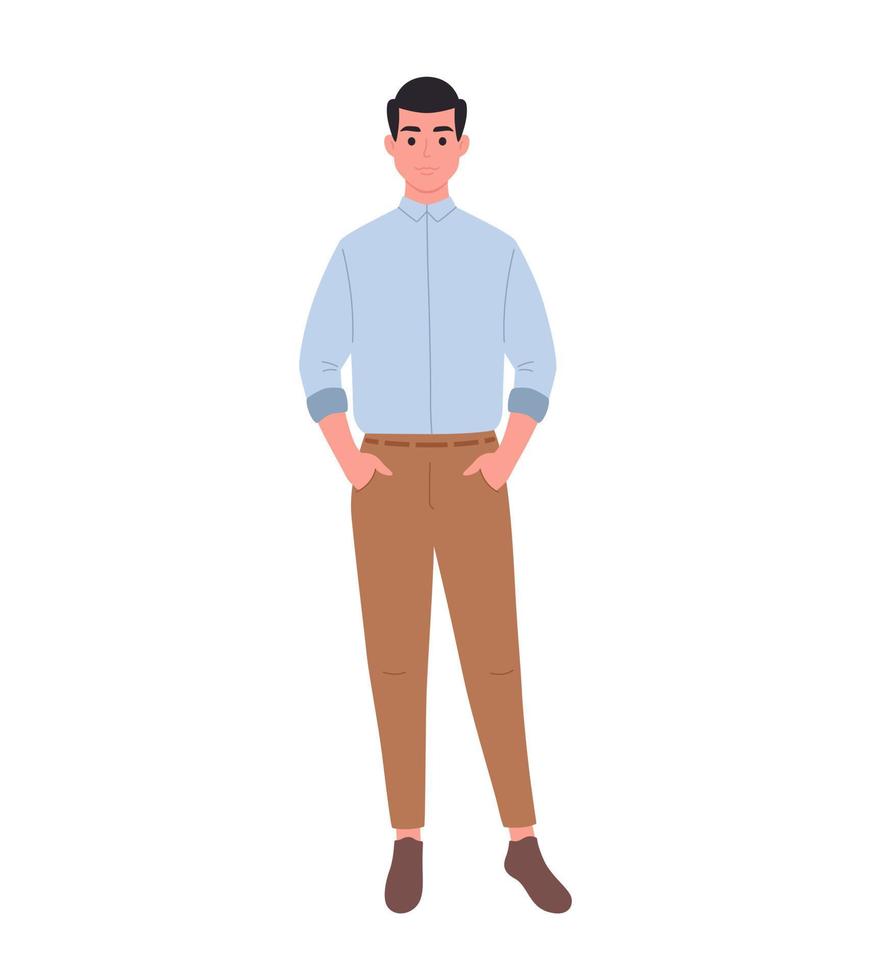Modern young man in office outfit. Stylish fashionable look. Office worker. vector
