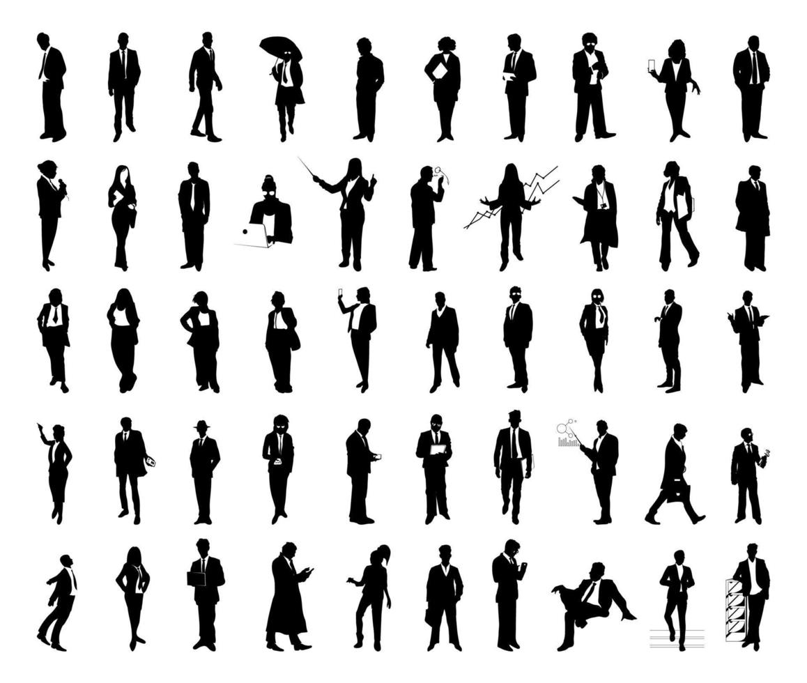 Silhouettes of People in Different Professions vector